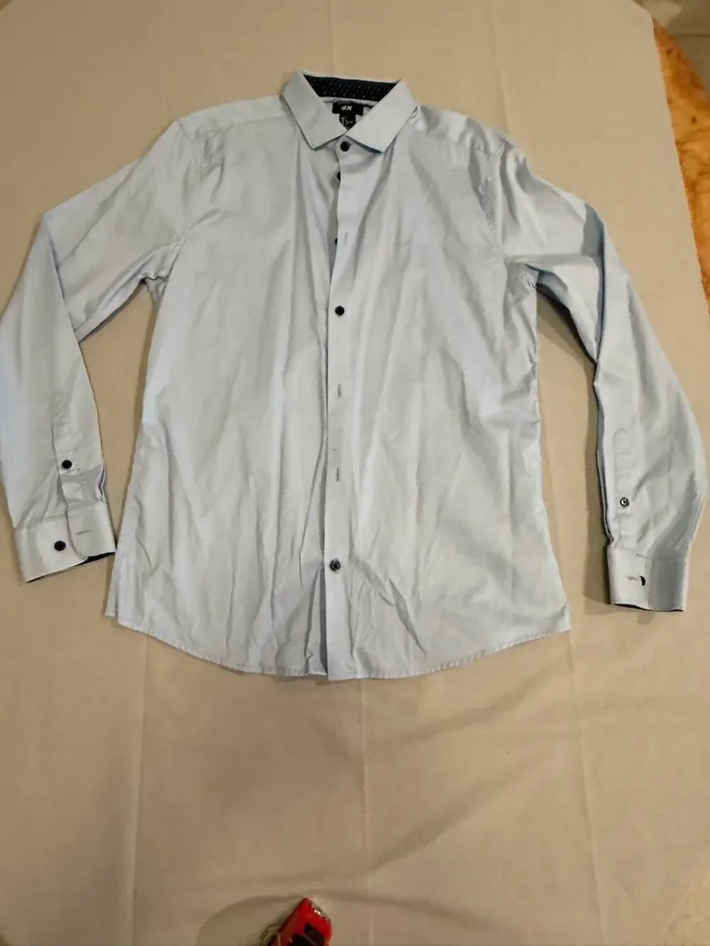slim fit dress shirts h&m H&M Men Slim Fit Small Button Up Dress Shirt Polka Dot Long Sleeve